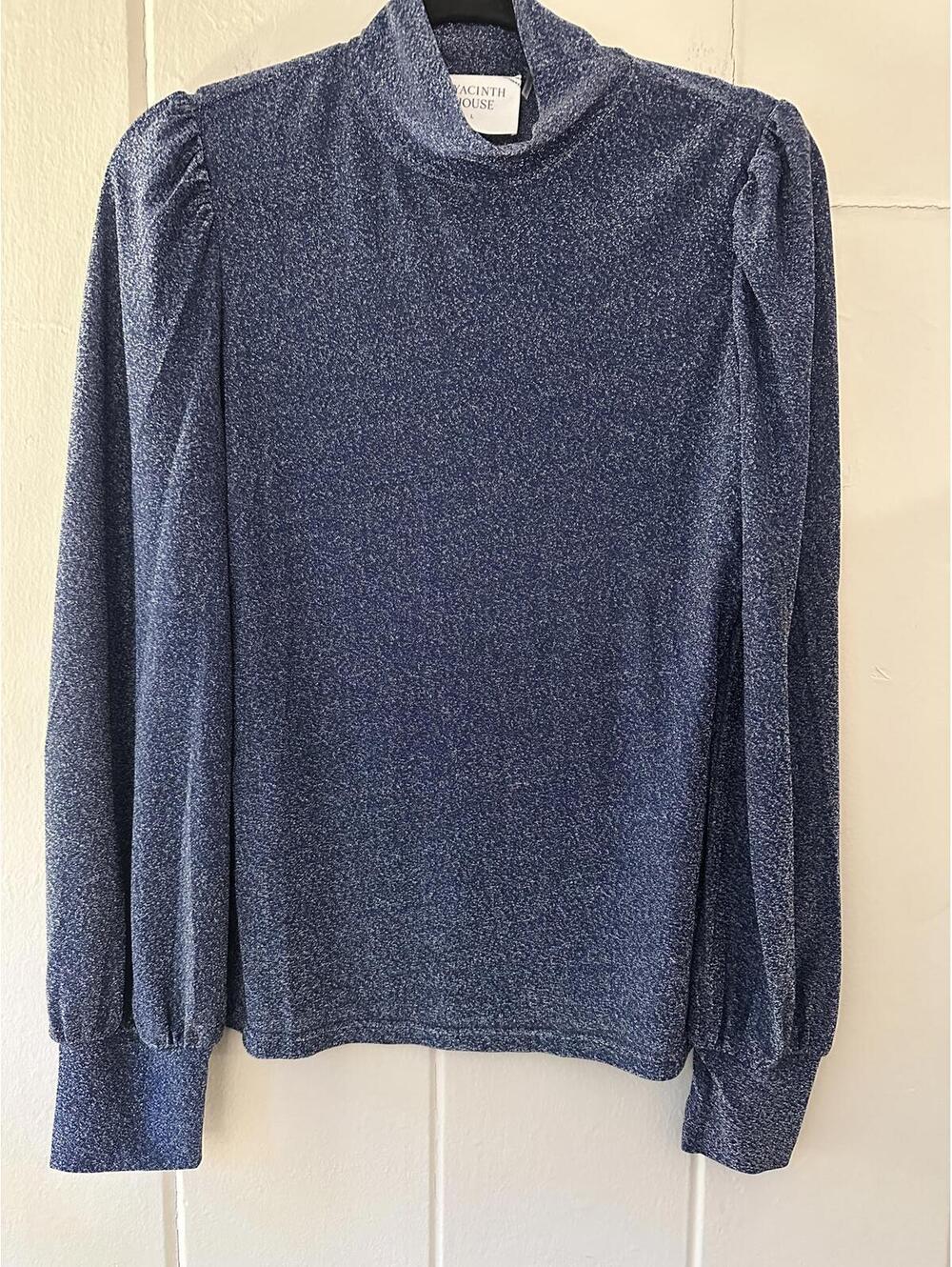 Hyacinth House Tuckernuck Shimmer Blue Lightweight Long Sleeve Blouse Size Large